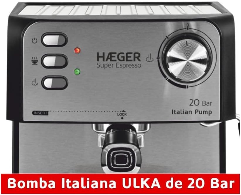 Super Expresso 20 Bar 850W Espresso Coffee Maker 1.6L Water Tank Italian Pump Ground Coffee & Pod Cappuccino & Latte Maker
