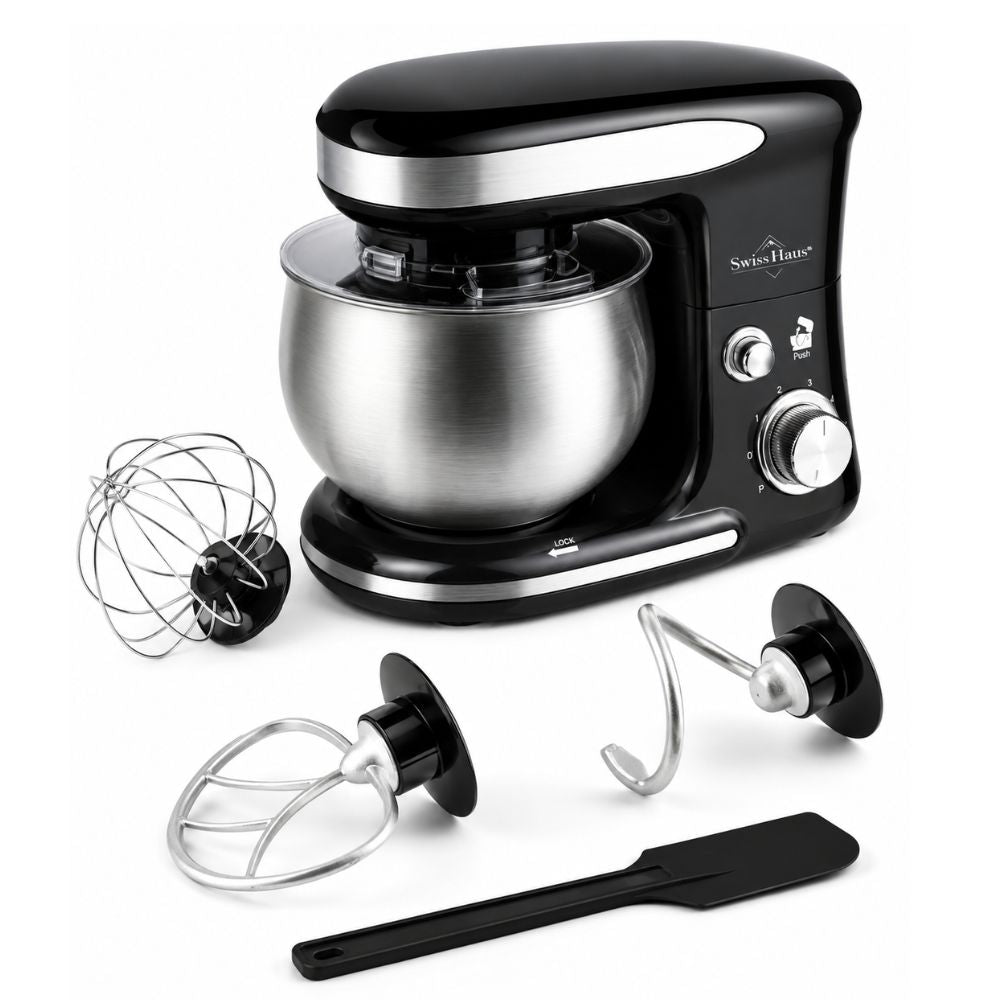 Swiss Haus Stand Mixer 1300W, 5L Large Capacity Stainless Steel Bowl,6-Speed+Pulse Function Electric Kitchen Mixer