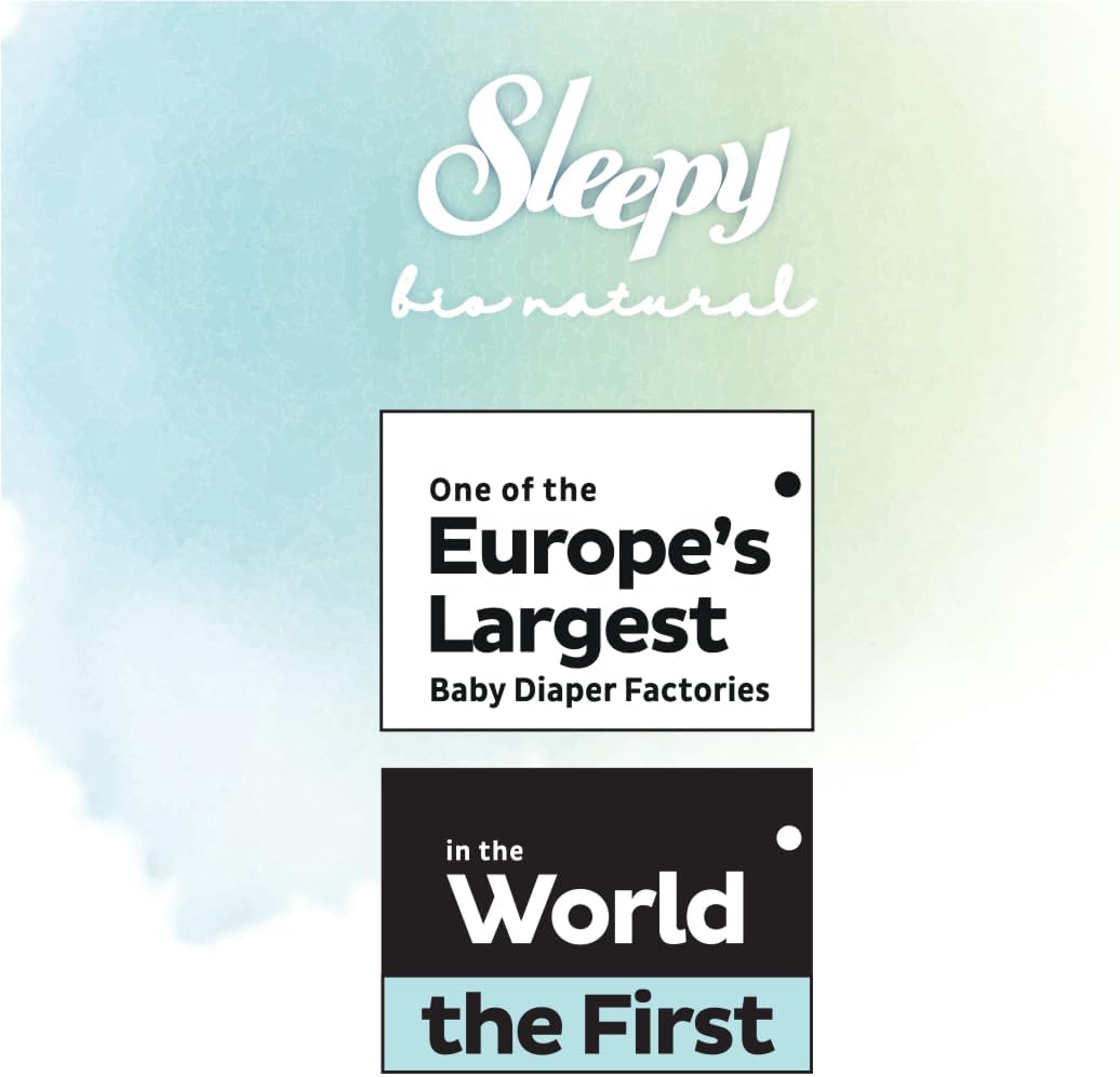 Sleepy Bio Natural Premium Baby Diapers Size 6 (15-25 kg), 96 Count, Ultra Absorbent, Hypoallergenic, Bamboo & Organic Cotton