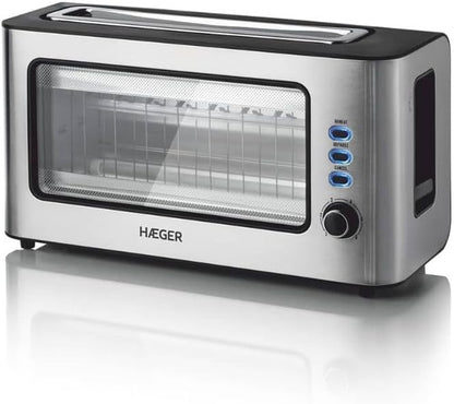 Clear View Toaster Glass Window, Extra Large 1.75", 6 Burning Levels w/ Removable crumb Tray 2-Slice Digital Toaster