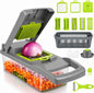 16-in-1 Multi-Function Vegetable Chopper with Mandolin, Manual Vegetable Slicer with Interchangeable