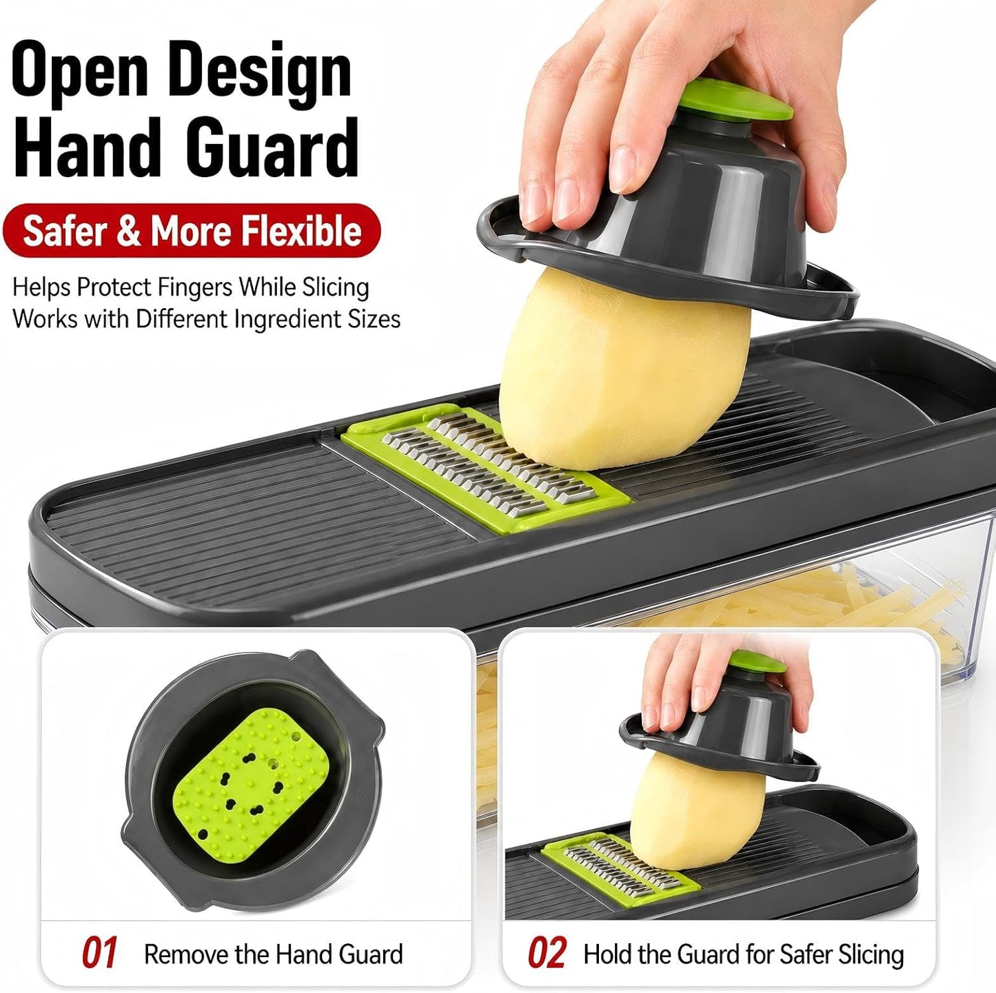 16-in-1 Multi-Function Vegetable Chopper with Mandolin, Manual Vegetable Slicer with Interchangeable