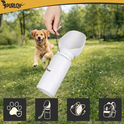 Purlov 22oz Stainless Steel Travel Water Bottle for Dogs and Cats, Portable Drinking Bottle for Walking, Hiking, Travel & Outdoor