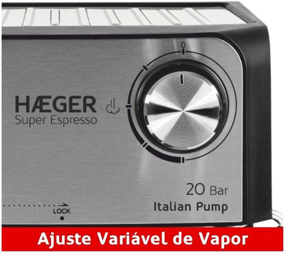 Super Expresso 20 Bar 850W Espresso Coffee Maker 1.6L Water Tank Italian Pump Ground Coffee & Pod  Cappuccino & Latte Maker