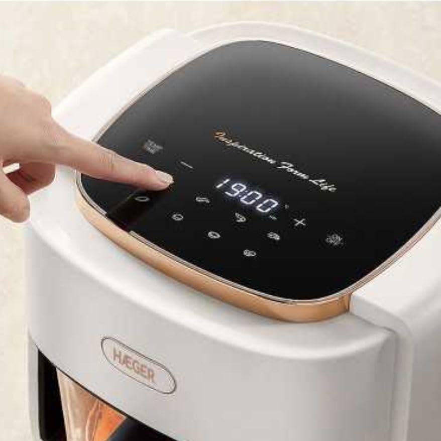 Digital Glass Air Fryer 4.5L, 1200W Air Fryer with Transparent Glass Basket, Non-Plastic Food Contact w/ Adjustable Temperature