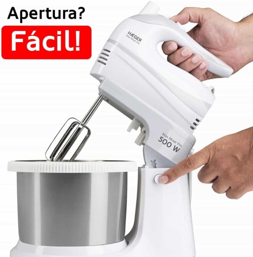 Haeger Max Mixer Bowl 500 W Stand Mixer with 3 L Stainless Steel Self Rotating Bowl, 5 Speeds Turbo Function