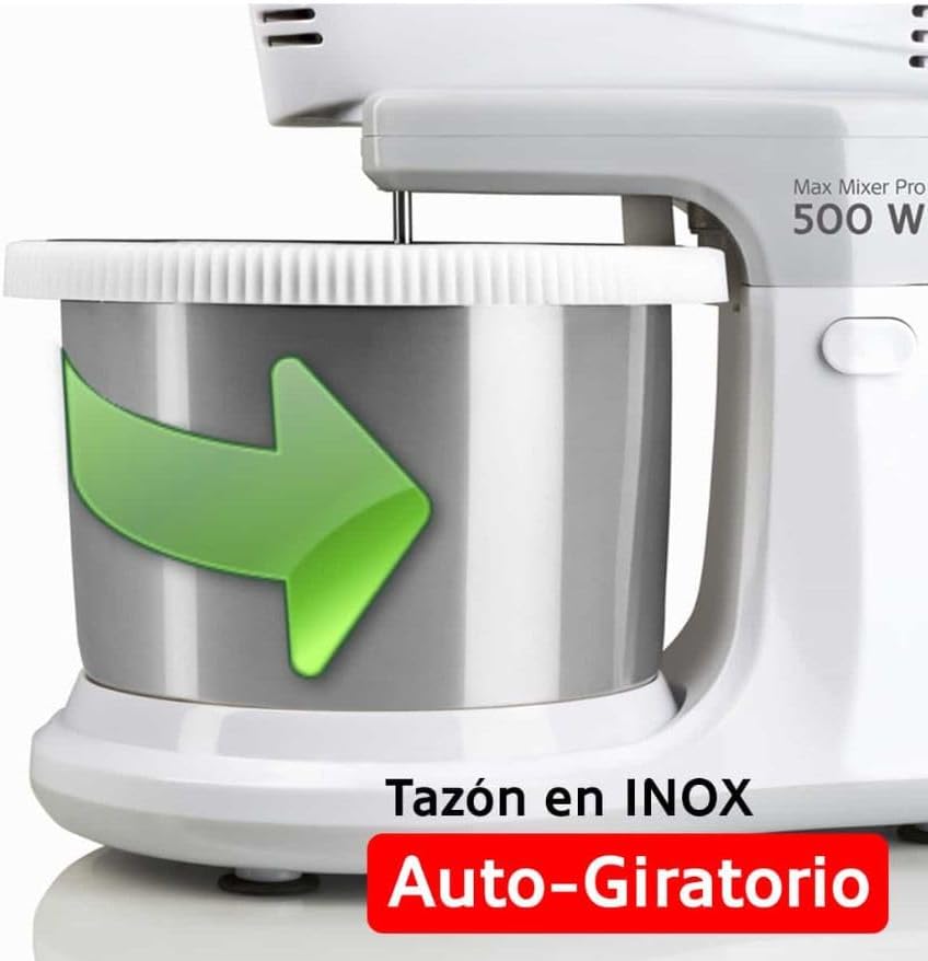 Haeger Max Mixer Bowl 500 W Stand Mixer with 3 L Stainless Steel Self Rotating Bowl, 5 Speeds Turbo Function