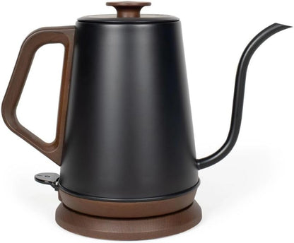 LIVOO 1L 1200W Vintage Gooseneck Electric Water Kettle, Precision Pouring Spout, Ergonomic Handle, Auto Shut-off