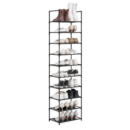 10-Tier Shoe Rack, Narrow Shoe Storage Cabinet 28 × 45 × 173 cm, Metal Frame, Non-Woven Fabric Shelves, Space-Saving