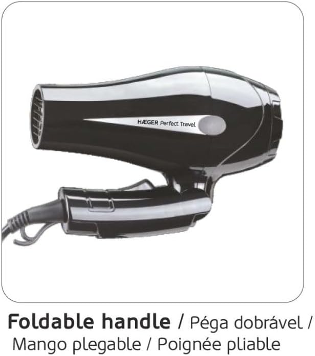 Perfect Travel 2-in-1 Travel Hair Dryer Compact & Foldable, 1200W, 2 Speed, Dual Voltage, Blow Dryer for Home