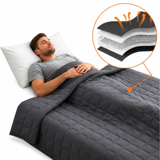 Sensory Weighted Blanket 7kg, 150 x 200 cm, Grey Double-Sided Weighted Blanket for Adult Rest & Sleep