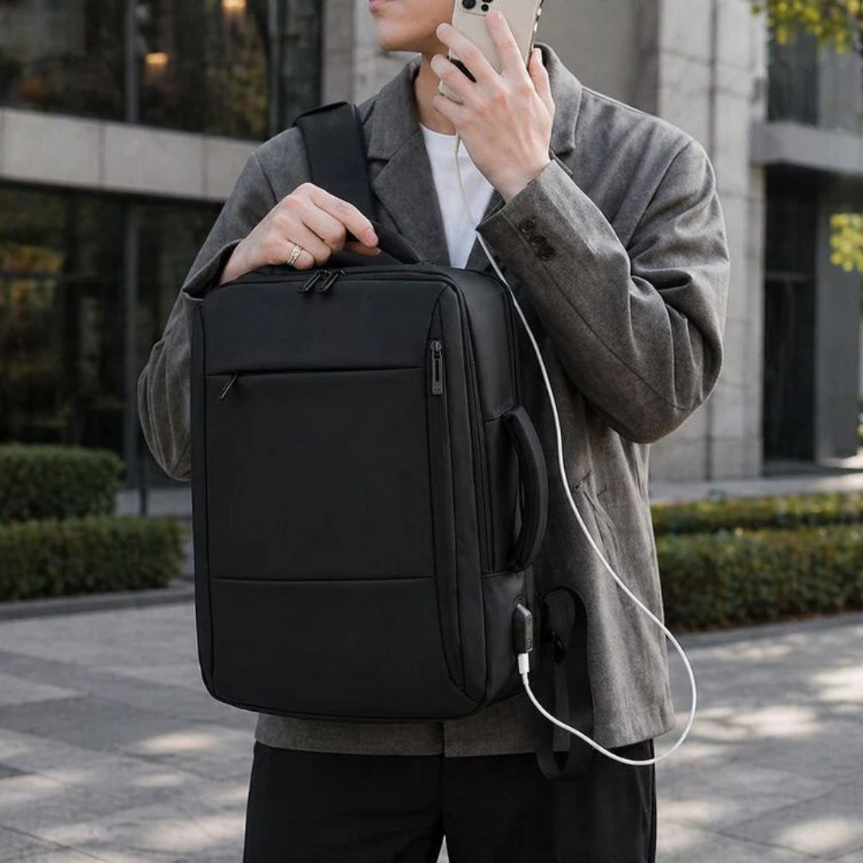 Elegant Business Backpack for Men, Waterproof 15.6 Inch Laptop Backpack w/ USB Charging    Port,Travel, Anti-Theft