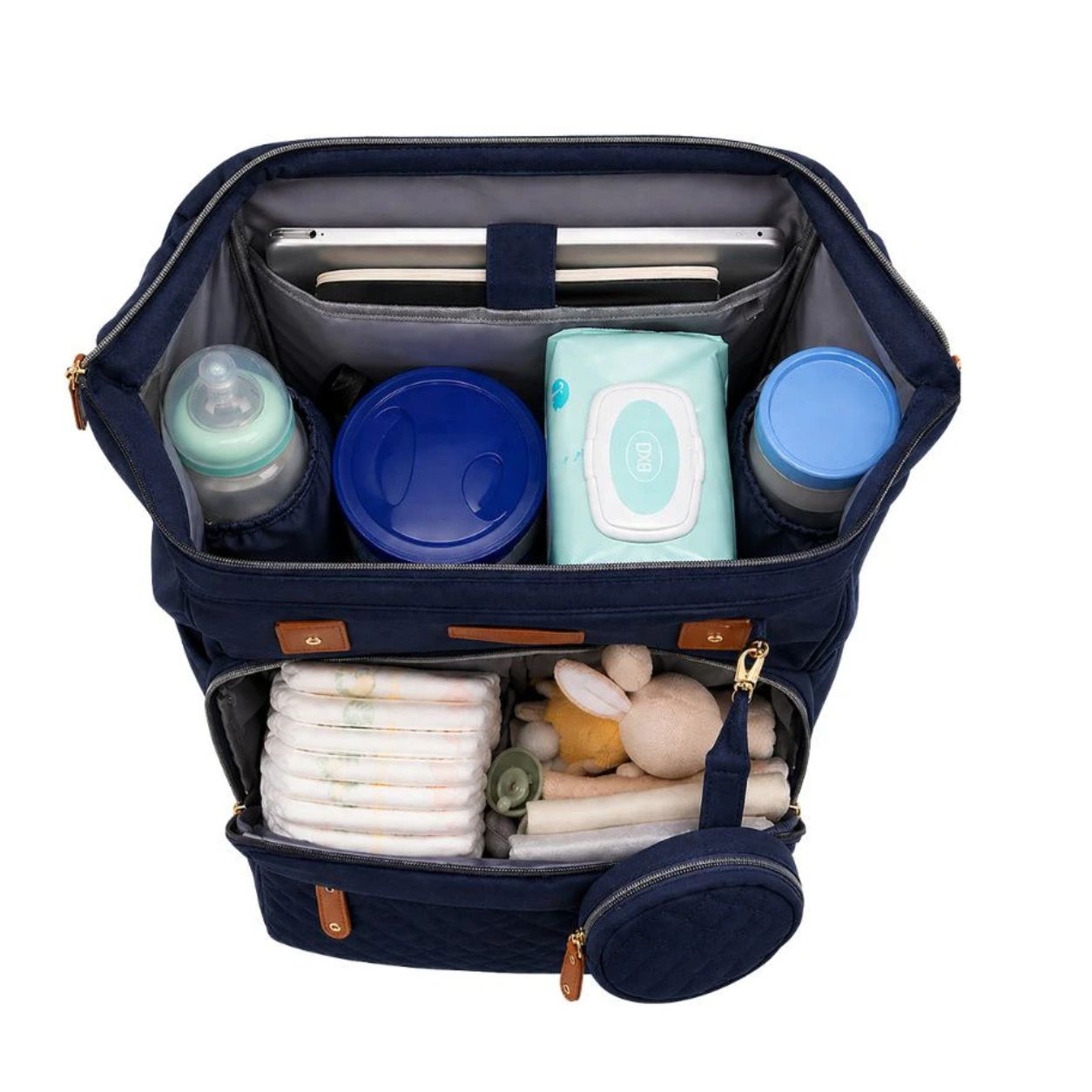 Multifunctional Baby Changing Backpack with Foldable Baby Bed, USB Charging Port, Large Capacity Diaper Bag  & with Changing Mat