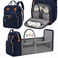 Multifunctional Baby Changing Backpack with Foldable Baby Bed, USB Charging Port, Large Capacity Diaper Bag  & with Changing Mat