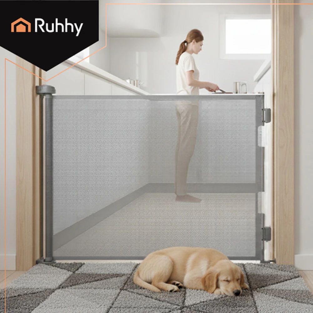 Ruhhy 157cm Safety Gate for Doors & Stairs, Secure Adjustable Snap On Secure Lock for Babies & Dogs & Safety Barrier