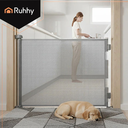 Ruhhy 157cm Safety Gate for Doors & Stairs, Secure Adjustable Snap On Secure Lock for Babies & Dogs & Safety Barrier