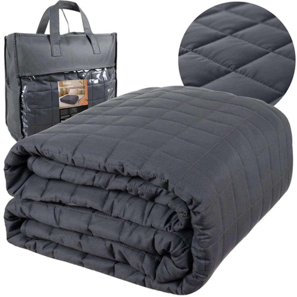 RUHHY Weighted Sensory Blanket 10 kg, 200×220 cm, Double-Sided Grey Weighted Blanket for Adults Soft Heavy Blanket for Relaxation