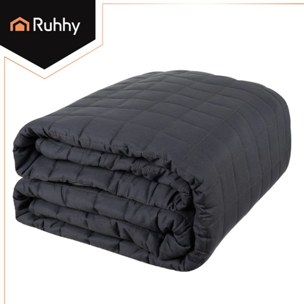 RUHHY Weighted Sensory Blanket 10 kg, 200×220 cm, Double-Sided Grey Weighted Blanket for Adults Soft Heavy Blanket for Relaxation