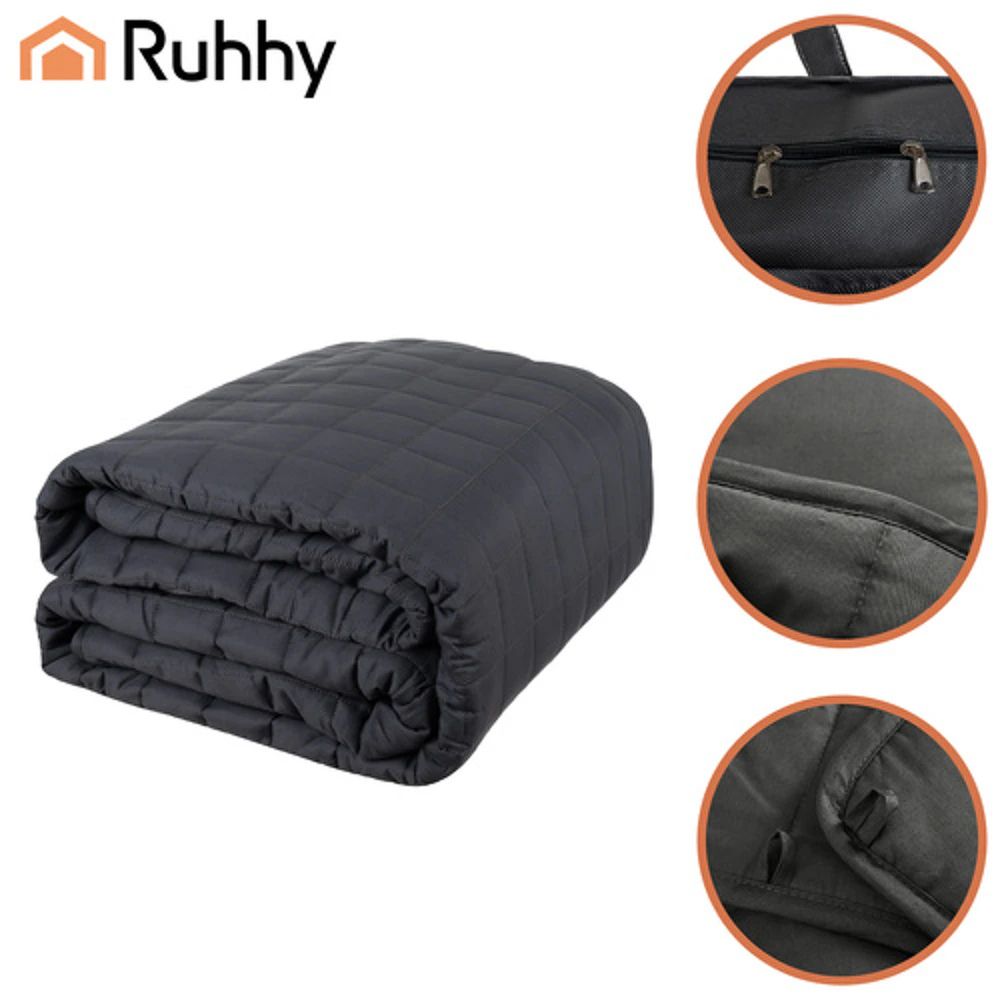 RUHHY Weighted Sensory Blanket 10 kg, 200×220 cm, Double-Sided Grey Weighted Blanket for Adults Soft Heavy Blanket for Relaxation