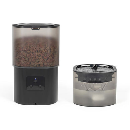 Livoo 2-in-1 Automatic Pet Feeder & Water Fountain, 3L Food Dispenser + 2.5L Water Tank,  Up to 10 Meals/Day, Portion Control,