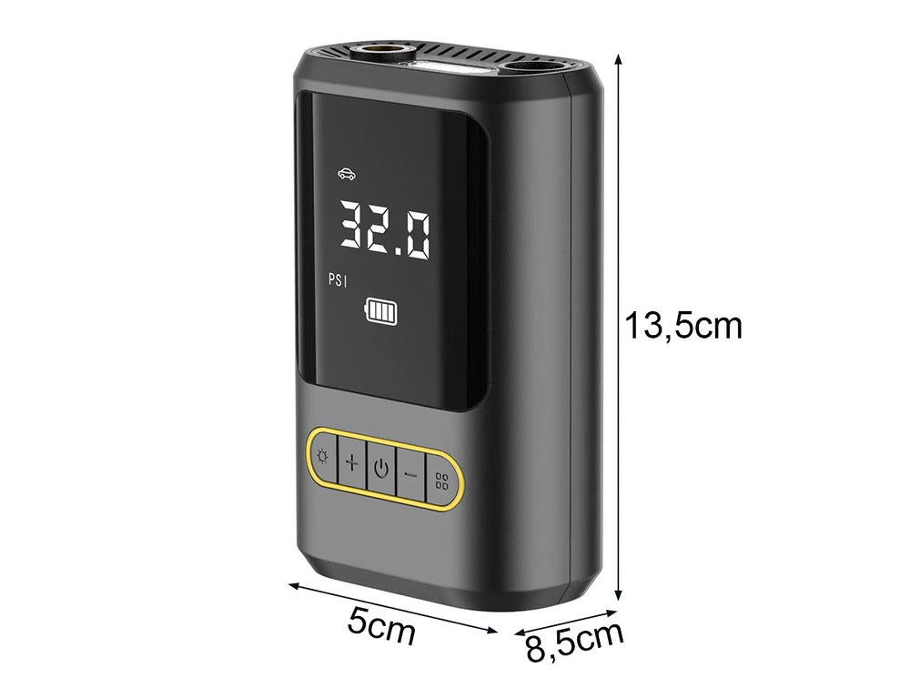 Portable Electric Pump - Air Compressor 10 Bar Rechargeable Inflator with Digital Display w/ LED Cordless Tyre Inflator