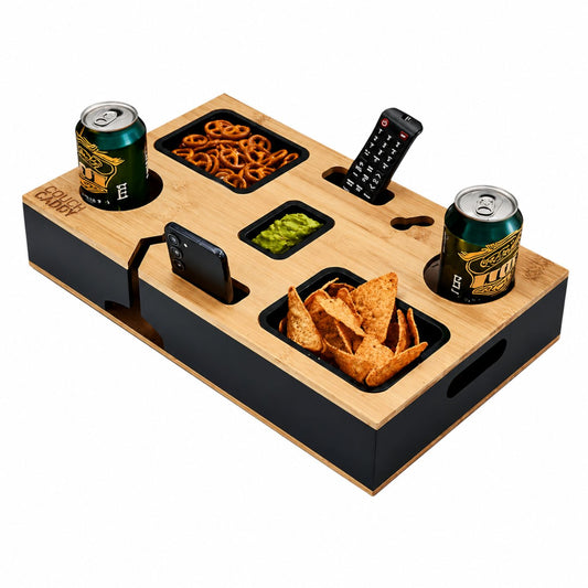 Couch Caddy Sofa Armrest Organizer, Non-Slip Couch Storage Tray, Snacks Organizer with Cup Holder