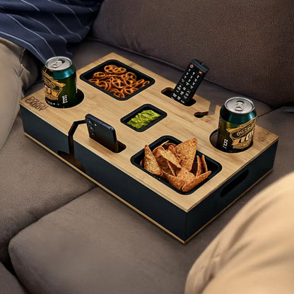 Couch Caddy Sofa Armrest Organizer, Non-Slip Couch Storage Tray, Snacks Organizer with Cup Holder