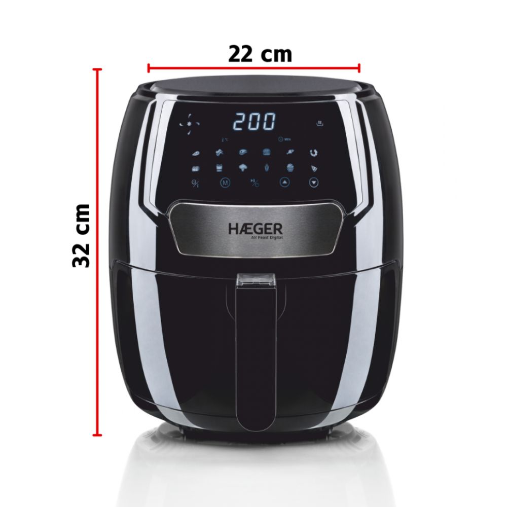Haeger Air Feast Digital Air Fryer 4.2 L, 1500 W, Oil-Free, 13 Programs, Touchscreen Display,80–200°C Digital Timer