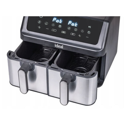 Ideal IK1500 Dual Zone Air Fryer 15L 2400W Oil-Free Digital Touchscreen Digital Touchscreen 2 Cooking Compartments