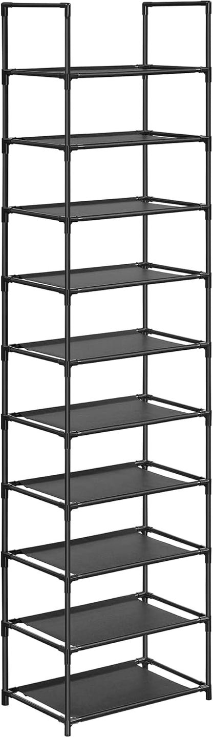 10-Tier Shoe Rack, Narrow Shoe Storage Cabinet 28 × 45 × 173 cm, Metal Frame, Non-Woven Fabric Shelves, Space-Saving