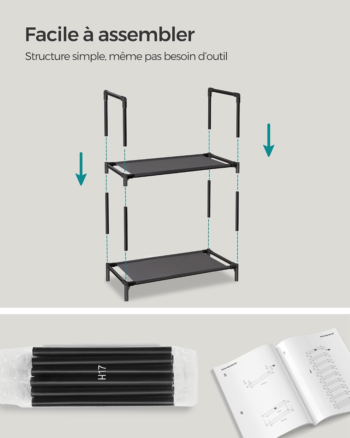 10-Tier Shoe Rack, Narrow Shoe Storage Cabinet 28 × 45 × 173 cm, Metal Frame, Non-Woven Fabric Shelves, Space-Saving