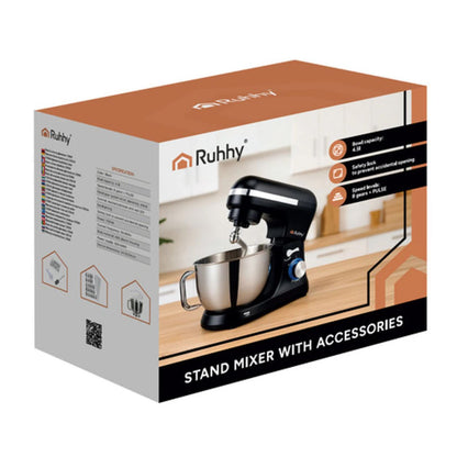 Ruhhy 1700W Planetary Food Processor, 4.5L Stainless Steel Bowl, Professional Stand Dough Mixer with Multiple Speed Settings