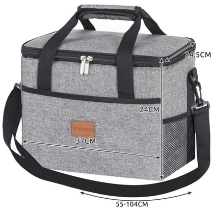 20 L Insulated Cooler Bag, Large Thermal Picnic and Beach Bag, Waterproof Oxford Fabric for Camping & Travel