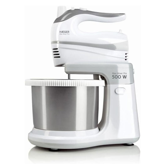 Haeger Max Mixer Bowl 500 W Stand Mixer with 3 L Stainless Steel Self Rotating Bowl, 5 Speeds Turbo Function