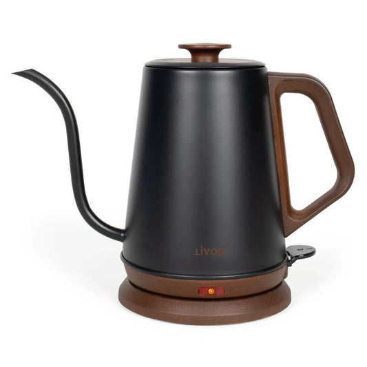 LIVOO 1L 1200W Vintage Gooseneck Electric Water Kettle, Precision Pouring Spout, Ergonomic Handle, Auto Shut-off