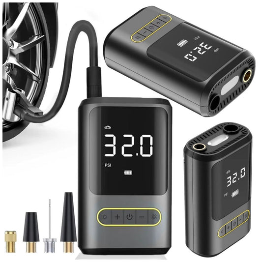Portable Electric Pump - Air Compressor 10 Bar Rechargeable Inflator with Digital Display w/ LED Cordless Tyre Inflator