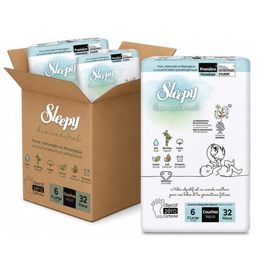Sleepy Bio Natural Premium Baby Diapers Size 6 (15-25 kg), 96 Count, Ultra Absorbent, Hypoallergenic, Bamboo & Organic Cotton