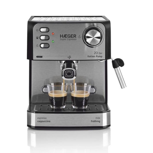 Super Expresso 20 Bar 850W Espresso Coffee Maker 1.6L Water Tank Italian Pump Ground Coffee & Pod  Cappuccino & Latte Maker