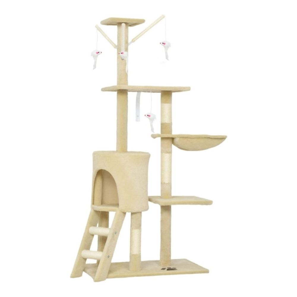 Visitandine Cat Tree 134 cm, Multi-Level Tower with Sisal Scratching Posts, Comfortable Hideaway, Indoor Cat Activity
