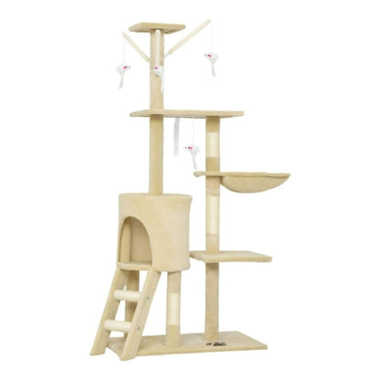 Visitandine Cat Tree 134 cm, Multi-Level Tower with Sisal Scratching Posts, Comfortable Hideaway, Indoor Cat Activity