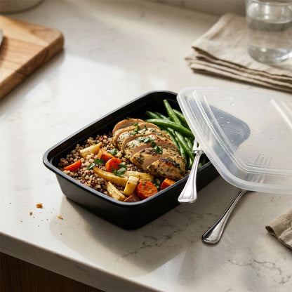 Harbour Housewares Reusable Meal Prep Containers, 1120ml, 1 Compartment, Pack of 10, BPA-Free Food Storage Boxes with Lids