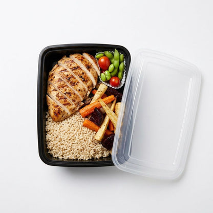 Harbour Housewares Reusable Meal Prep Containers, 1120ml, 1 Compartment, Pack of 10, BPA-Free Food Storage Boxes with Lids