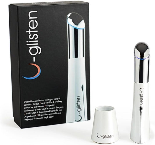 U-Glisten Portable Eye Care Device Heated Massager with Vibration, Rechargeable, Reduces Puffiness and Dark Circles, Serum Absorption