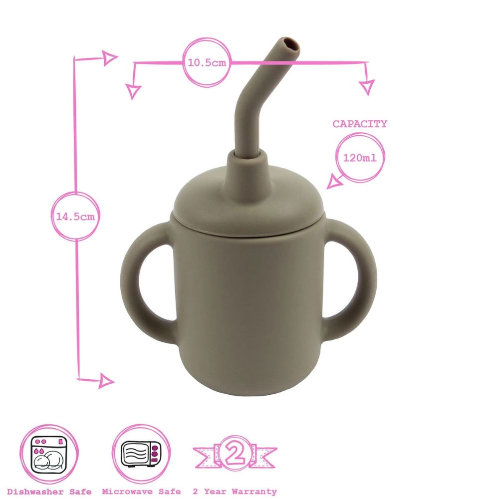 Tiny Dining 120ml Baby Silicone Sippy Cup, BPA-Free Food-Grade Silicone, Drinking Cup with Straw Toddler Training Cup