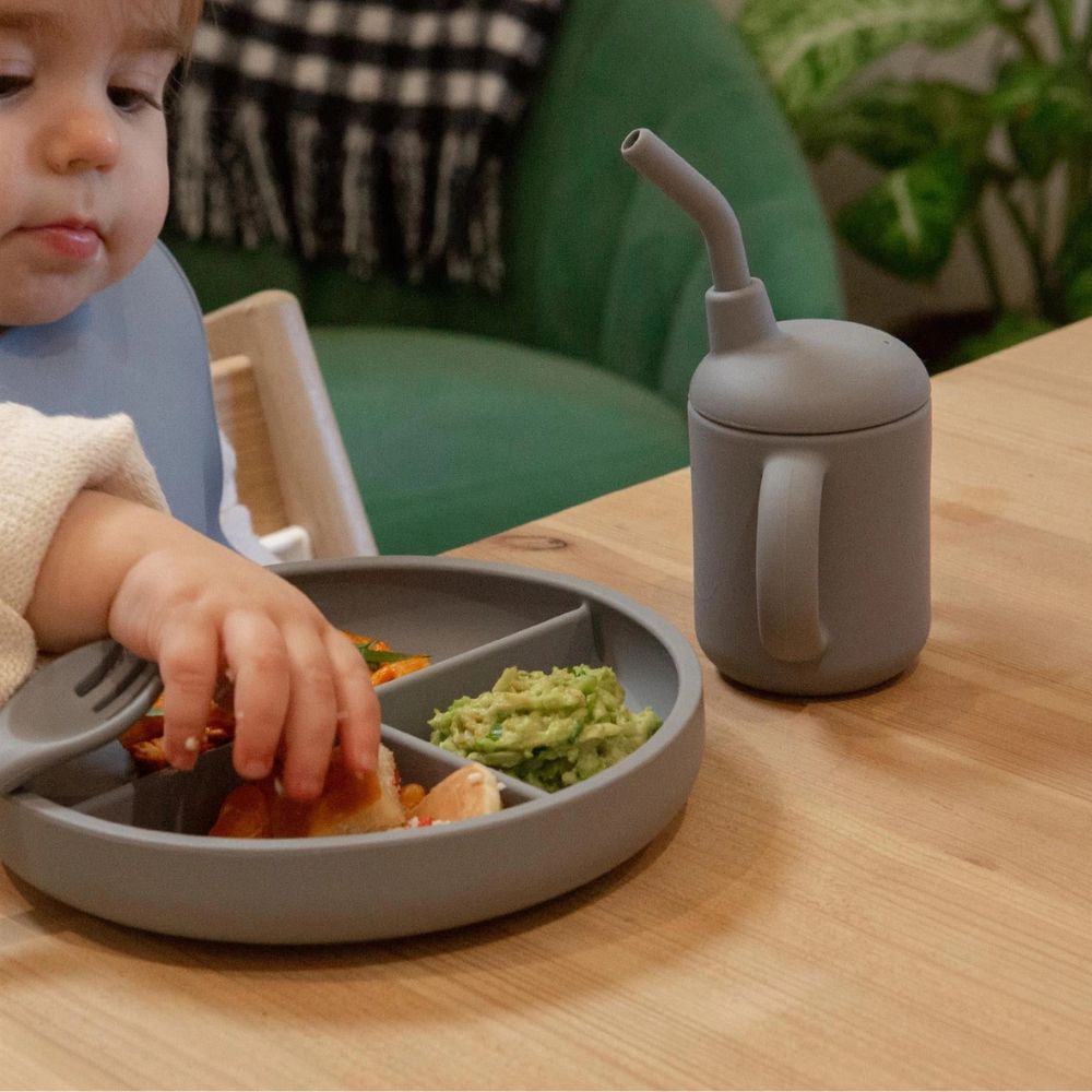 Tiny Dining 120ml Baby Silicone Sippy Cup, BPA-Free Food-Grade Silicone, Drinking Cup with Straw Toddler Training Cup