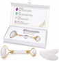 Jade Roller and Gua Sha Set - Natural Stone Facial Roller, Gua Sha Massage Tool, Skin Care, Puffiness Reducer, Beauty Box