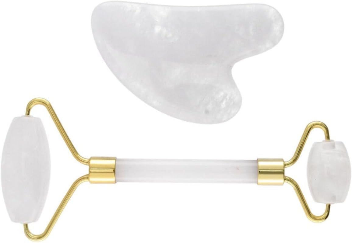 Jade Roller and Gua Sha Set - Natural Stone Facial Roller, Gua Sha Massage Tool, Skin Care, Puffiness Reducer, Beauty Box