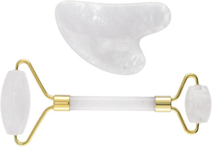 Jade Roller and Gua Sha Set - Natural Stone Facial Roller, Gua Sha Massage Tool, Skin Care, Puffiness Reducer, Beauty Box