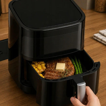 4 L Digital Air Fryer, 1200 W Oil-Free Cooking, Adjustable Temperature and Timer, Non-Stick Basket, Ideal for Frying