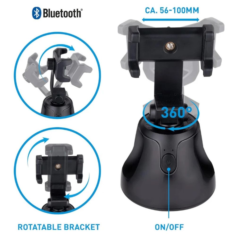 Grundig 360° Smartphone Face & Object Tracking Phone Holder ,Bluetooth V5.0, Vlogging & Portrait Modes